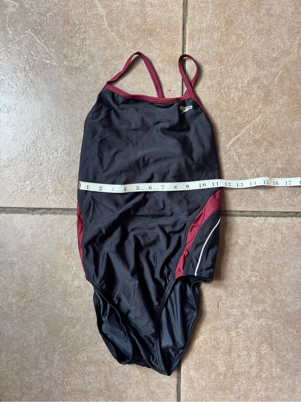 Speedo Black & Burgundy One-Piece Racing Swimsuit